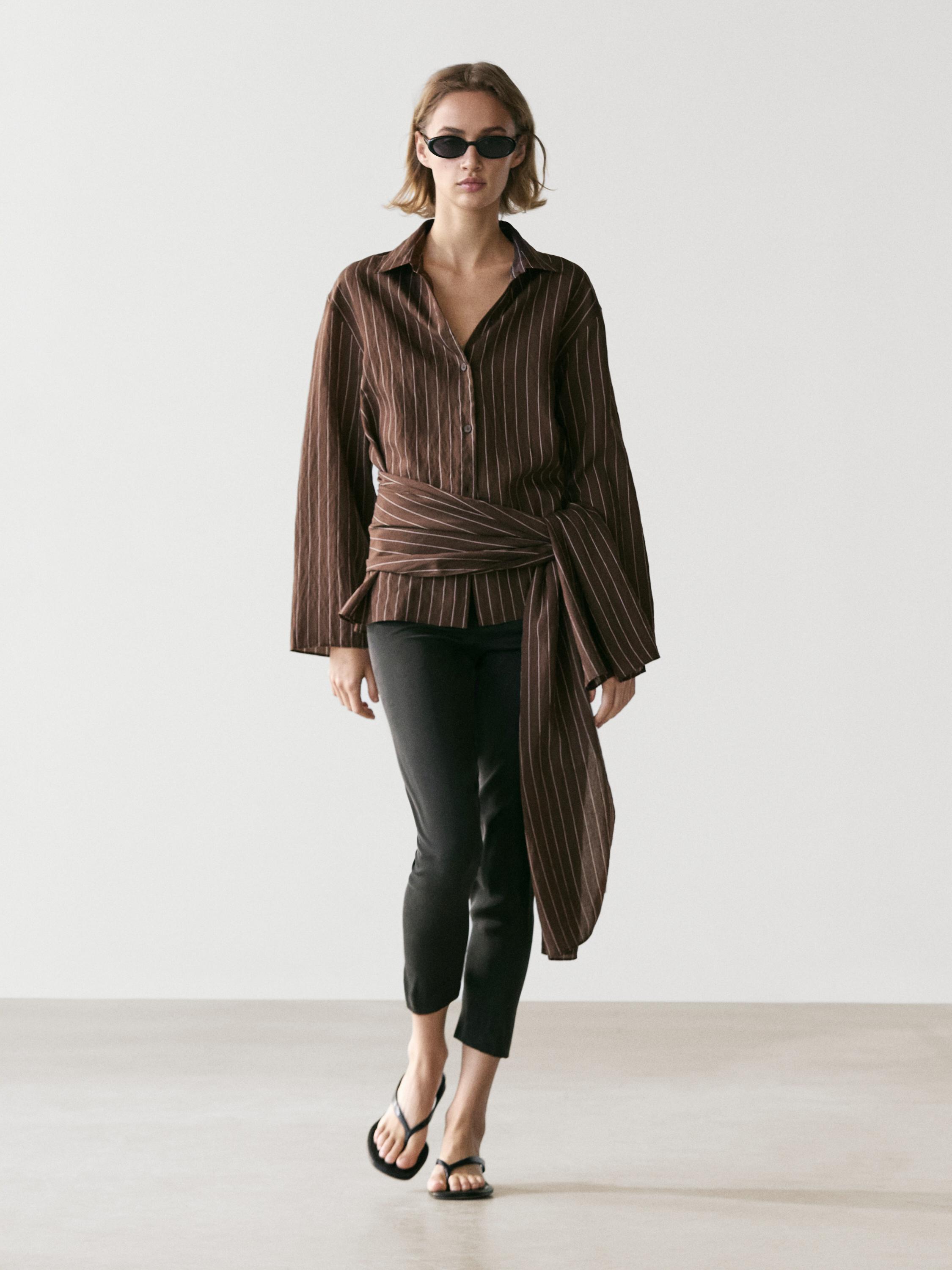Chemise rayée avec foulard